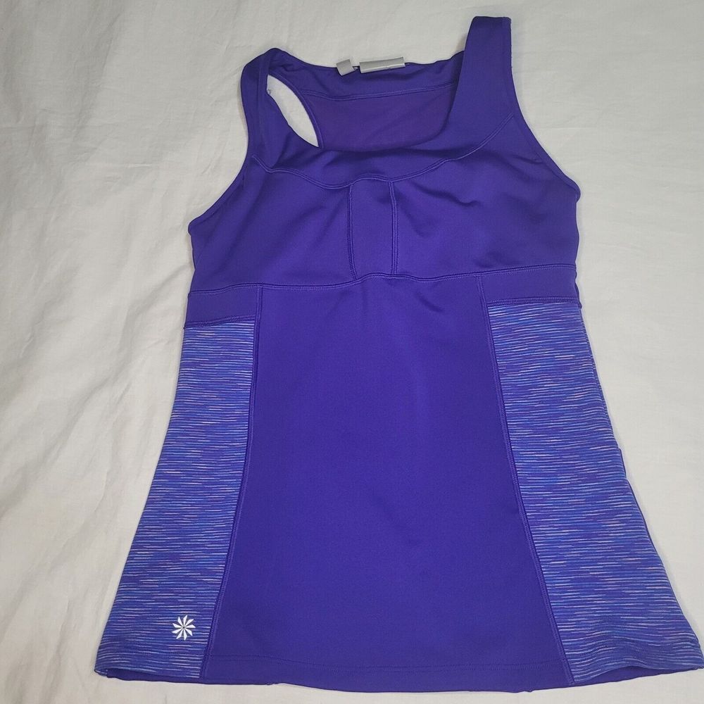 Athleta Workout Tank Blue Size Small Molded Cups‎ Pockets Racerback